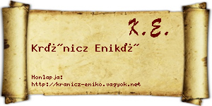 Kránicz Enikő névjegykártya
