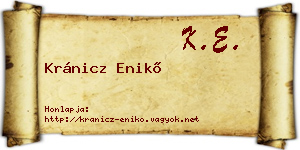 Kránicz Enikő névjegykártya